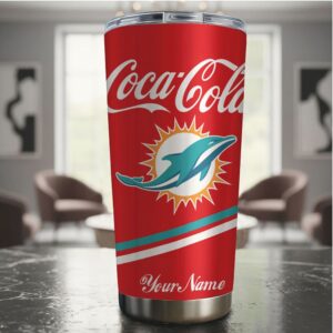 Personalized Miami Dolphins x Coca Cola 40oz Stainless Steel Tumbler