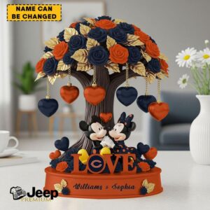 Personalized Mickey and Minnie Mouse Love Chicago Bears Desktop Ornament