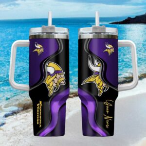Personalized Minnesota Vikings 40oz Insulated Tumbler Custom Name