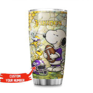 Personalized Minnesota Vikings Snoopy Stained Glass NFL Tumbler