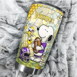 Personalized Minnesota Vikings Snoopy Stained Glass NFL Tumbler