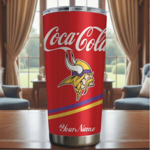 Personalized Minnesota Vikings x Coca Cola 40oz Stainless Steel Tumbler