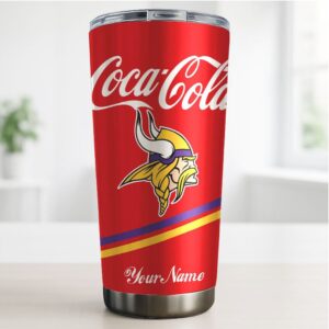 Personalized Minnesota Vikings x Coca Cola 40oz Stainless Steel Tumbler