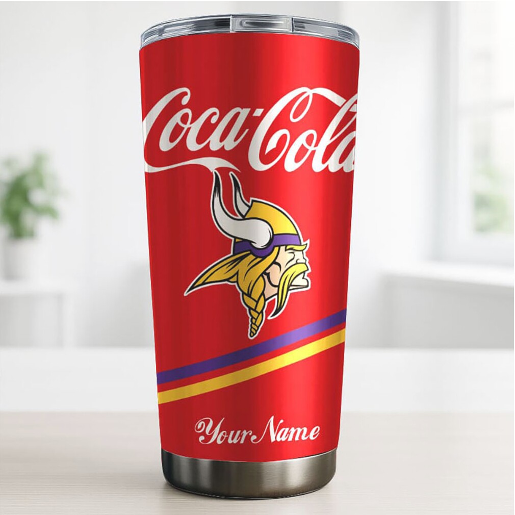 Personalized Minnesota Vikings x Coca Cola 40oz Stainless Steel Tumbler Personalized Minnesota Vikings x Coca Cola 40oz Stainless Steel Tumbler
