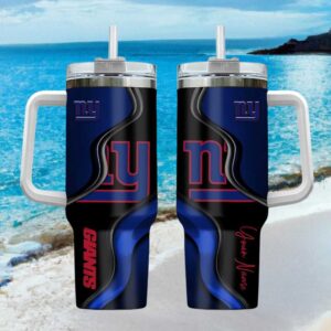 Personalized New York Giants 40oz Tumbler with Handle Custom NFL Team Travel Tumbler