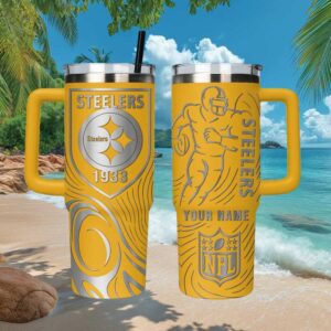 Personalized Pittsburgh Steelers NFL 40oz Tumbler Custom Name Engraved Steel Yellow