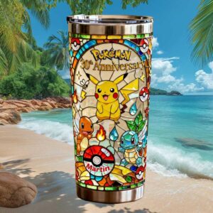 Personalized Pokémon 30th Anniversary Stained Glass Tumbler