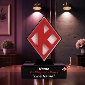 Personalized Red And White Diamond Desk Sign For Members Of KΑΨ Desktop Ornament