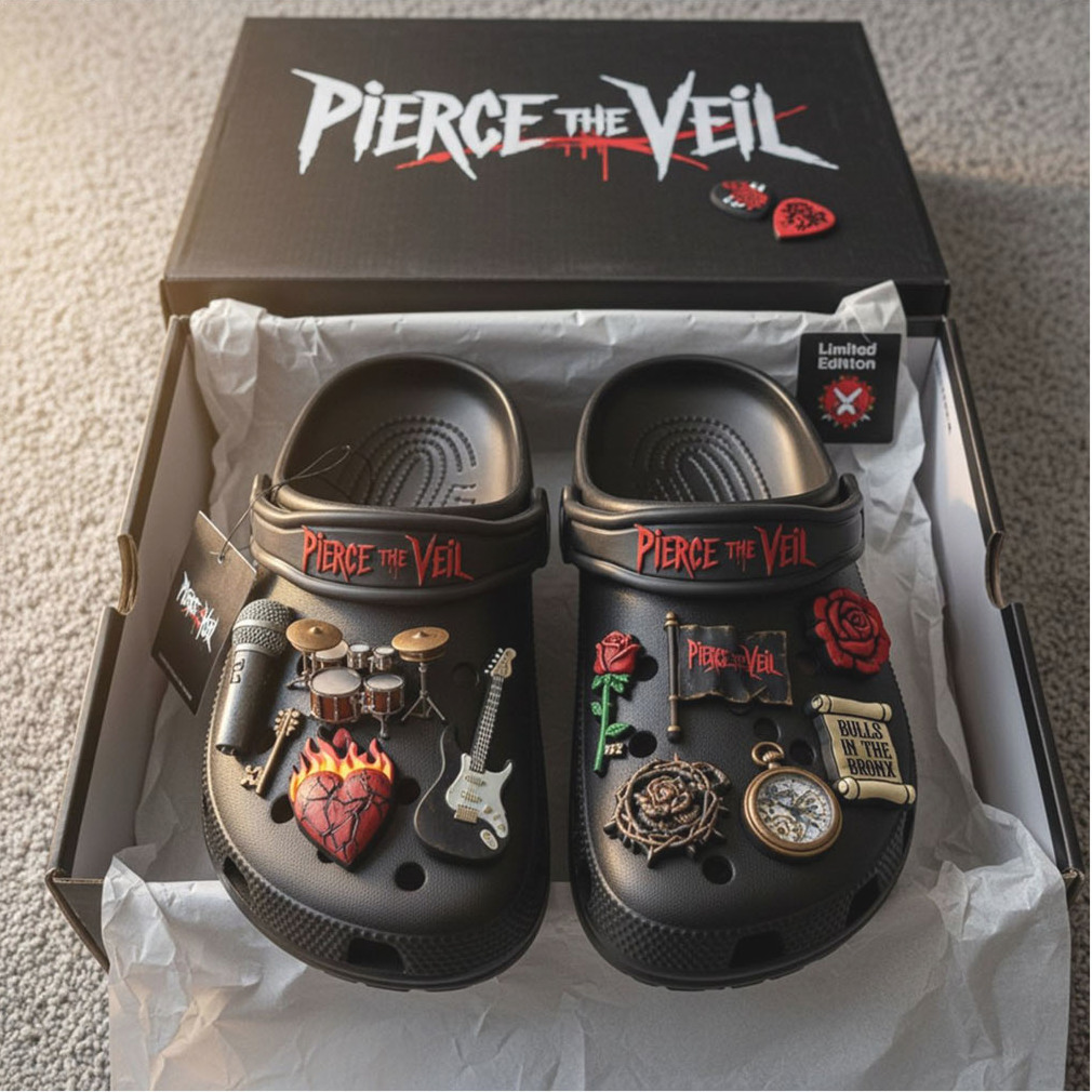 Pierce The Veil Limited Edition Crocs with Custom Charms Pierce The Veil Limited Edition Crocs with Custom Charms
