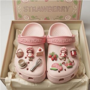 Pink Strawberry Charm Platform Clogs