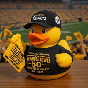 Pittsburgh Steelers 50th Anniversary Terrible Towel Rubber Duck Desktop Ornament