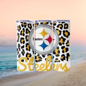Pittsburgh Steelers Leopard Print Skinny Tumbler