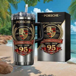Porsche 95 Years Engineering Excellence National Celebration Silver & Black Tumbler