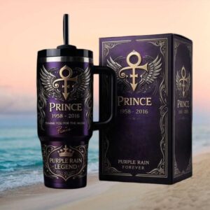 Prince Purple Rain Legend Commemorative 40oz Tumbler with Handle