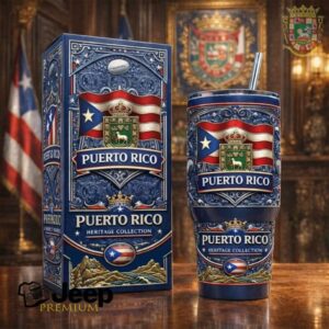 Puerto Rico Heritage Collection Patriotic Flag & Crest 40oz Insulated Tumbler