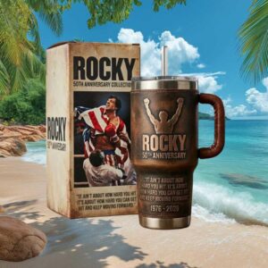 Rocky Balboa 50th Anniversary 1976 2026 Quote Leather Bound Tumbler