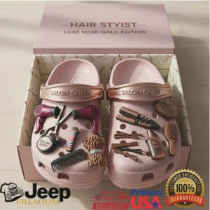 Salon Queen Crocs Clogs with Customizable Charms.