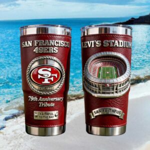 San Francisco 49ers 79th Anniversary Tribute Levi's Stadium Leather Style Tumbler