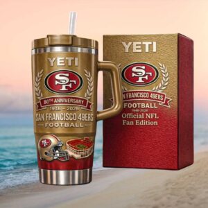 San Francisco 49ers 80th Anniversary 1946 2026 Gold Edition 40oz Tumbler with Handle
