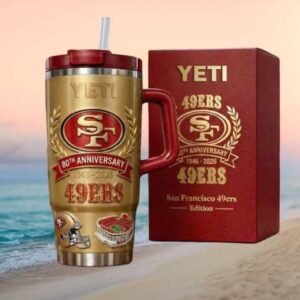 San Francisco 49ers 80th Anniversary 1946 2026 Yeti Tumbler with Handle