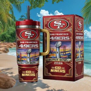 San Francisco 49ers Go Niners Super Bowl 2026 40oz Straw Tumbler