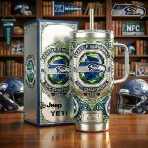 Seattle Seahawks NFC Champions 12s Edition Ornate 40oz Steel Tumbler