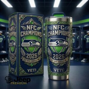 Seattle Seahawks NFC Champions 2026 Ornate Embossed Yeti Style Tumbler