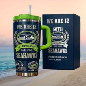 Seattle Seahawks “We Are 12” 50th Anniversary Navy & Lime Tumbler
