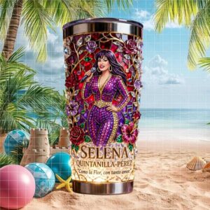 Selena Quintanilla “Como la Flor” Stained Glass Floral 40oz Tumbler