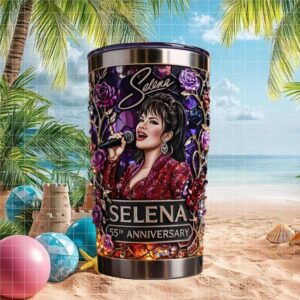Selena Quintanilla Queen of Tejano Red Sequin Portrait 40oz Tumbler