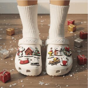 Snoopy Christmas Edition White Clogs