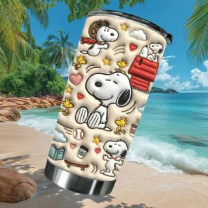 Snoopy and Woodstock Peanuts Gang 3D Puffy Effect Insulated Tumbler