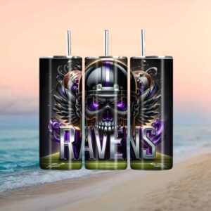 Spooky Purple Raven Skinny Tumbler