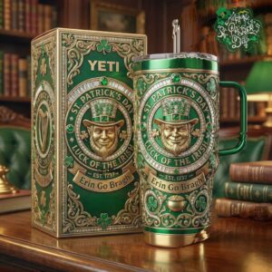 St. Patrick’s Day Luck of the Irish Leprechaun Gold & Green 40oz Tumbler
