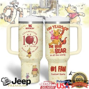 Stanley Winnie the Pooh 100th Anniversary 40 oz Tumbler with Handle and Lid, Custom Name Option
