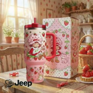 Strawberry Shortcake Vintage 3D Character Strawberry Patterned Tumbler