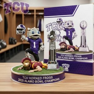 TCU Horned Frogs 2025 Alamo Bowl Champions Tiki Totem Desktop Statue