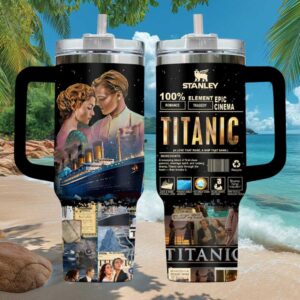 Titanic Movie Jack and Rose Romance 40oz Tumbler with Handle