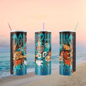 Vibrant Teal and Orange Dolphin Tumbler