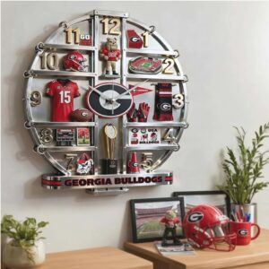 Vintage Style Georgia Bulldogs Themed Acrylic Wall Clock Vintage Style Georgia Bulldogs Themed Acrylic Wall Clock