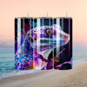 Watercolor Gecko Tumbler Wrap PNG Design Tumbler
