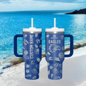 West Coast Eagles Afl Custom Name Blue Stanley Style Tumbler