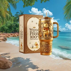 Winnie the Pooh 100th Anniversary Embossed Gold 40oz Tumbler