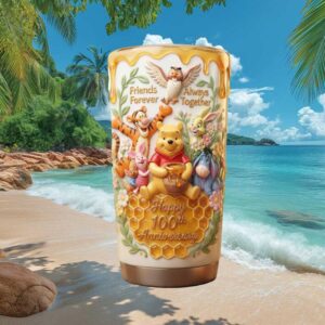 Winnie the Pooh Friends Forever 100th Anniversary 3D Embossed Tumbler