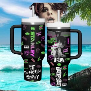 YUNGBLUD “Be Fookin Happy” Black & Neon Punk Graffiti Tumbler