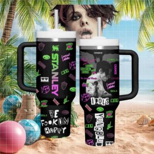YUNGBLUD “Be Fookin Happy” Black & Neon Punk Graffiti Tumbler