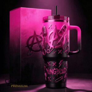Yungblud “Anarchy” Neon Pink & Matte Black Custom Rockstar Tumbler