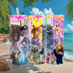 Zootopia Cast of Characters Skinny Tumbler