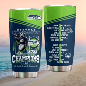 2025 NFC West Division Champions Seattle Seahawks Roster Name Tumbler