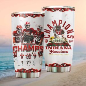 2026 Rose Bowl Game Champions Indiana Hoosiers Football Mascot Rose Design Tumbler